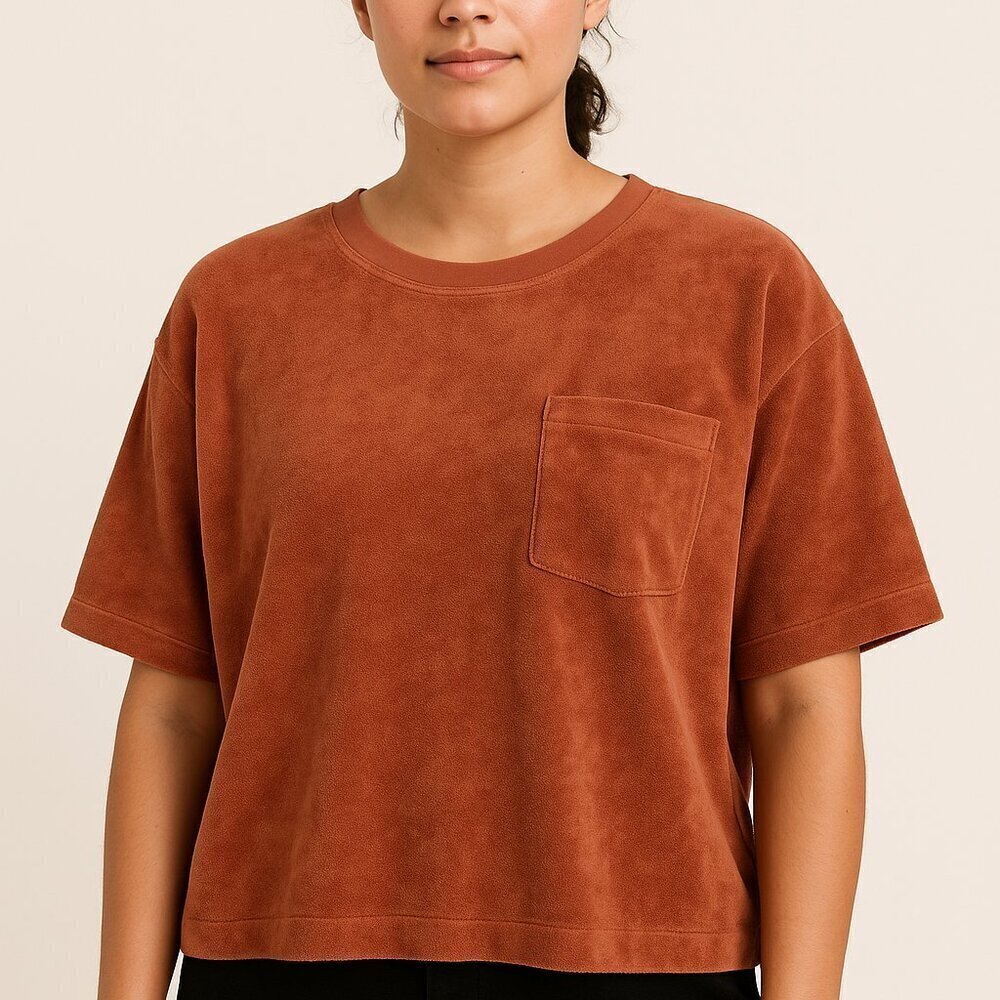 Gap Rust Terry Cloth Boxy Cropped Tee Shirt Size Large NWT